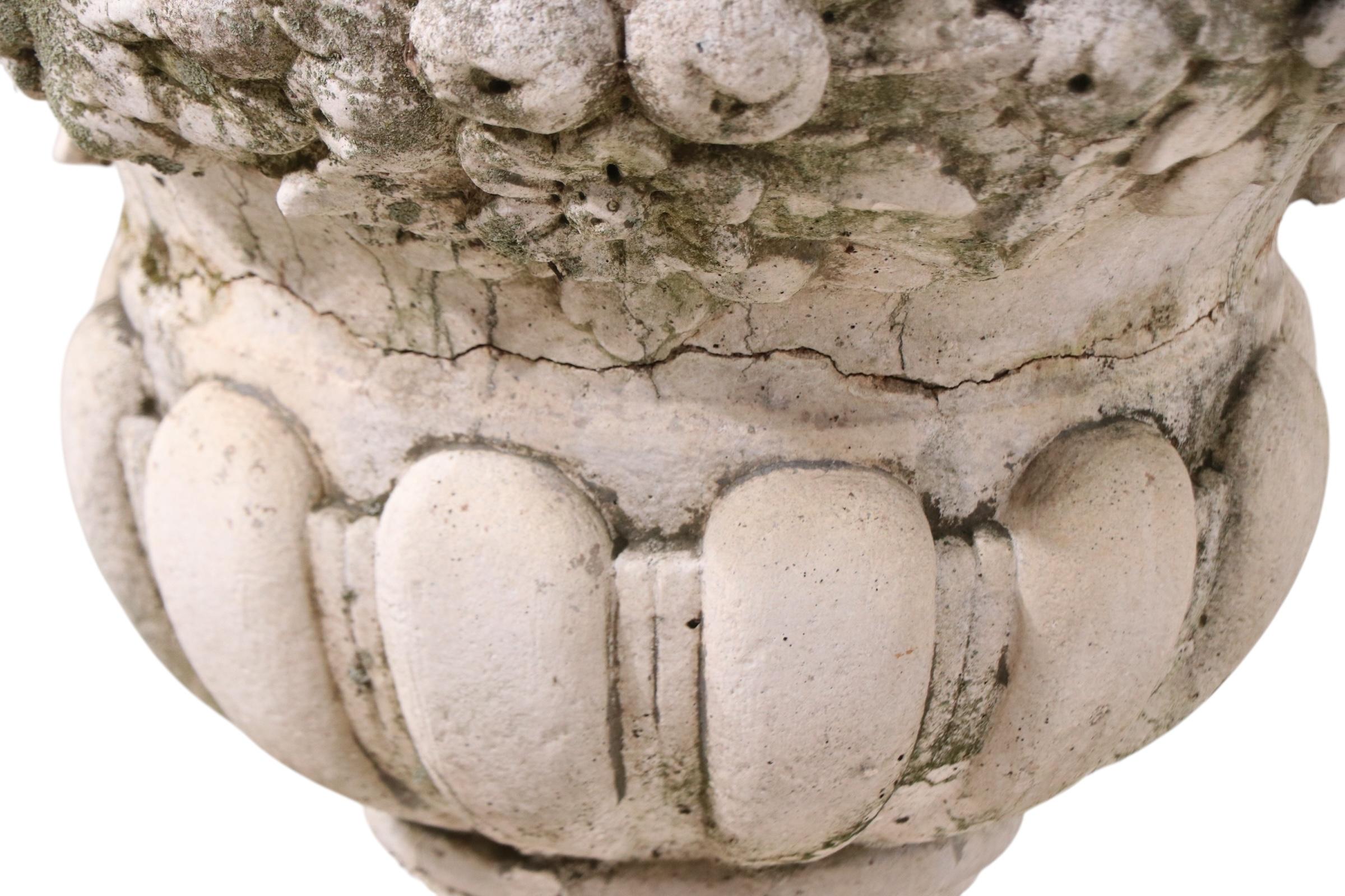 Vintage Poured Stone Urn Form Planter For Sale 7