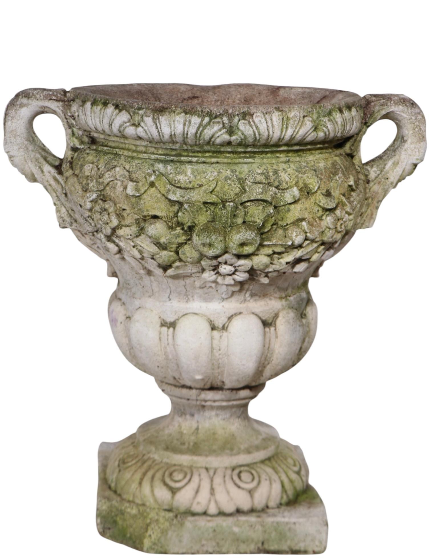 French Vintage Poured Stone Urn Form Planter For Sale