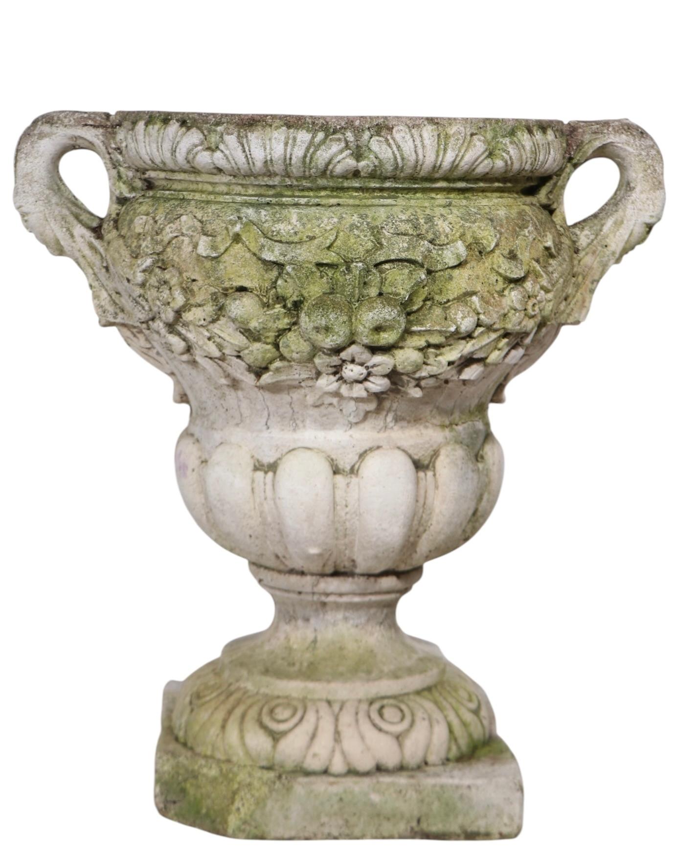 Vintage Poured Stone Urn Form Planter In Good Condition For Sale In New York, NY