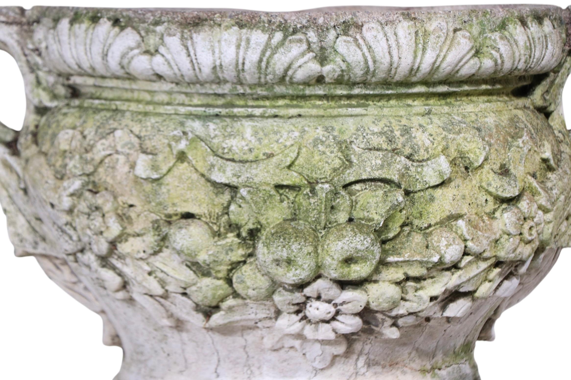 Cement Vintage Poured Stone Urn Form Planter For Sale
