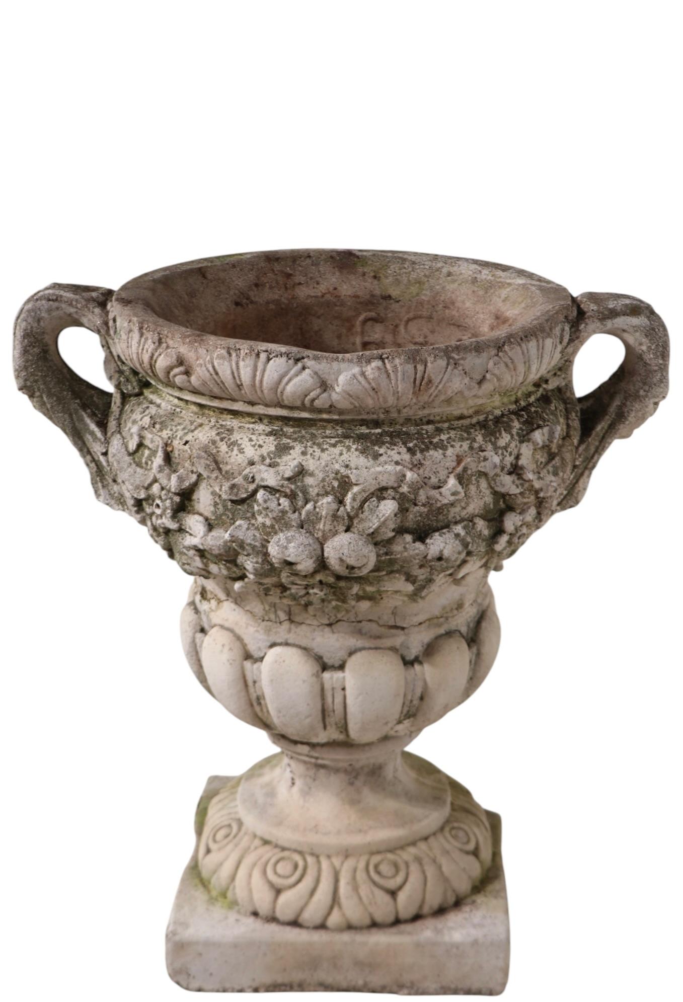 Vintage Poured Stone Urn Form Planter For Sale 2