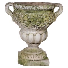 Antique Poured Stone Urn Form Planter