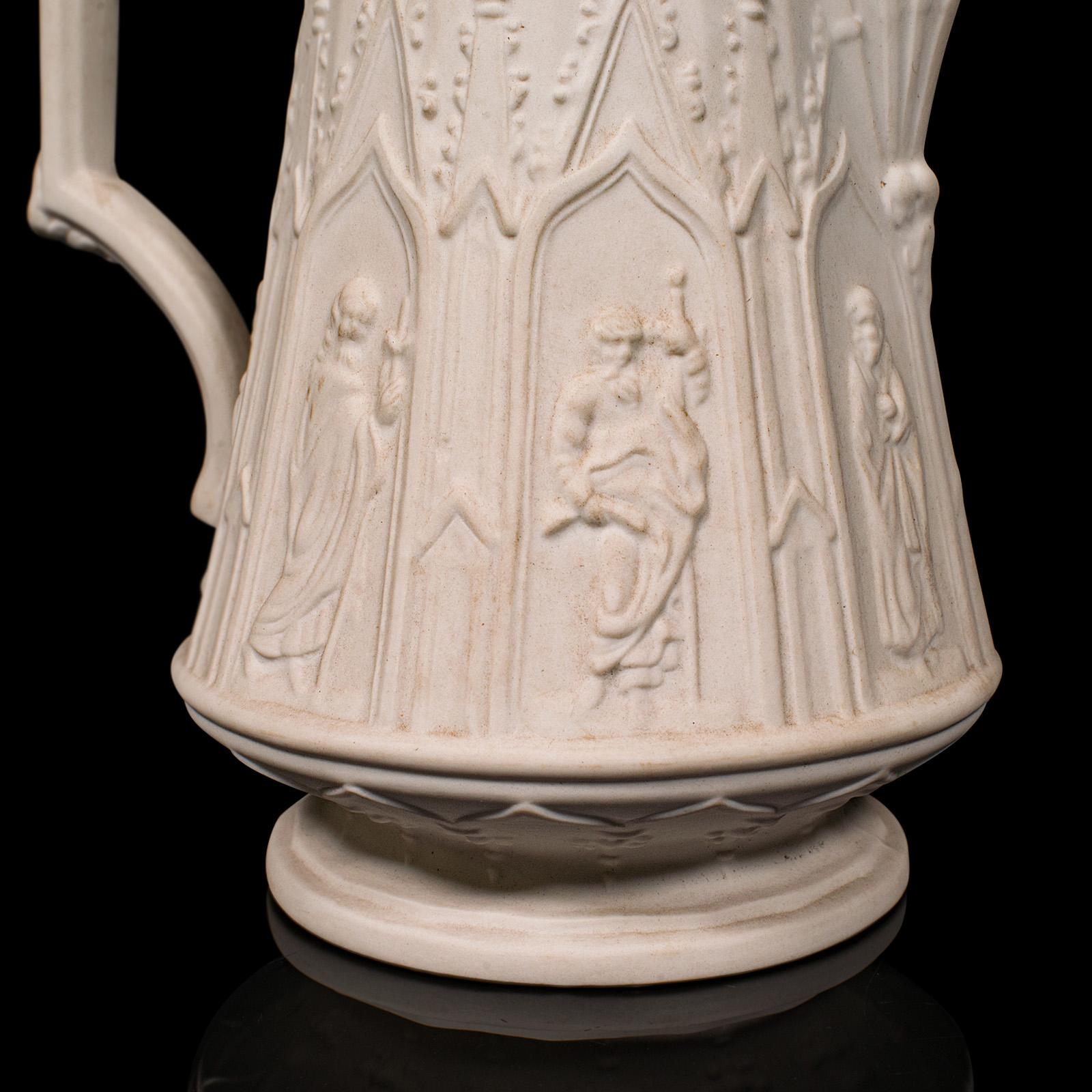 Vintage Pouring Jug, English, Parian Ware Ceramic, Serving Creamer, Decorative For Sale 4