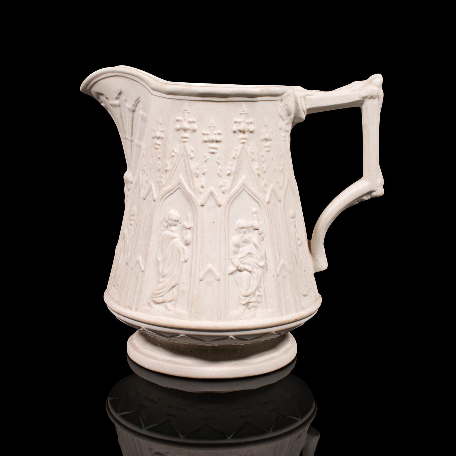 Mid-Century Modern Vintage Pouring Jug, English, Parian Ware Ceramic, Serving Creamer, Decorative For Sale