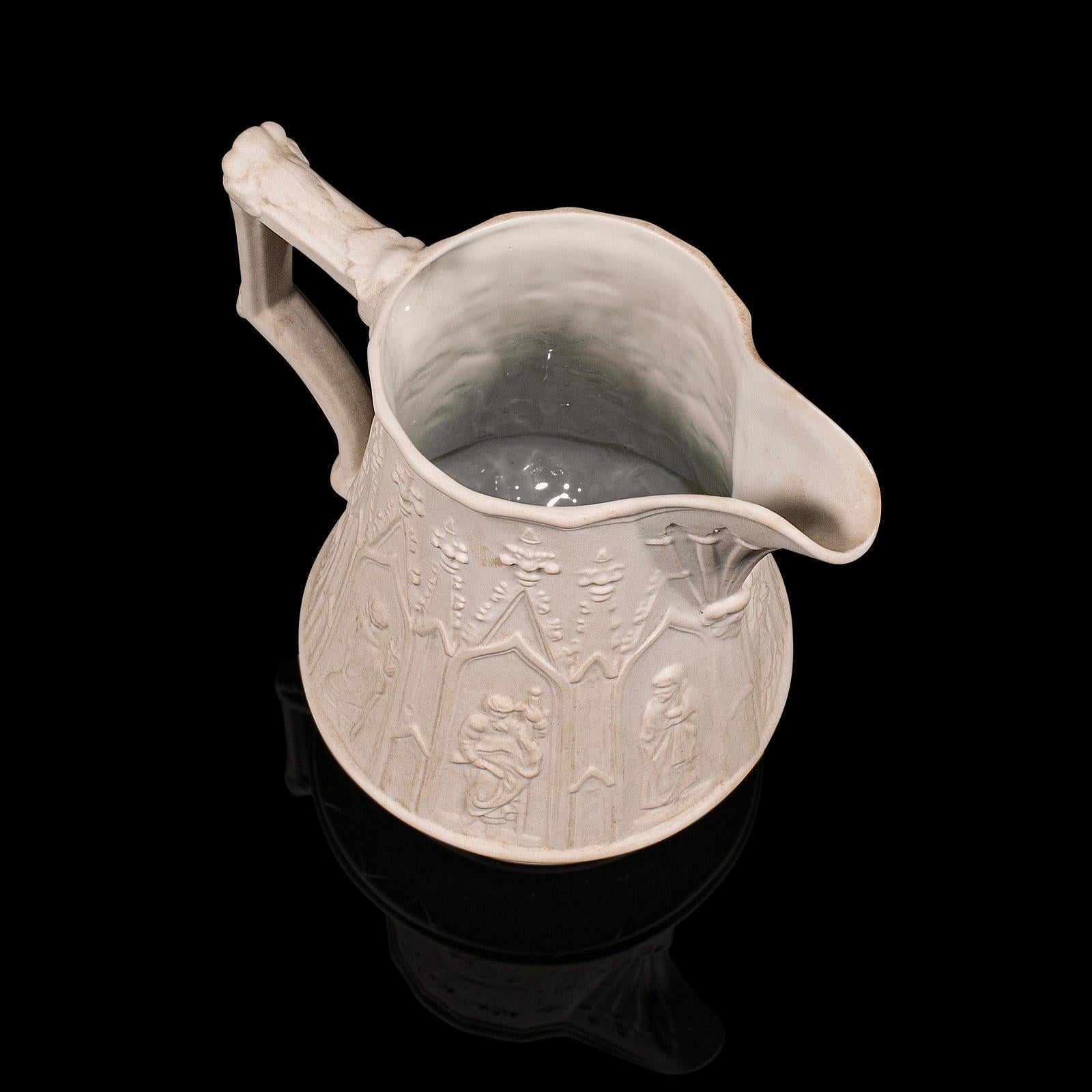 Vintage Pouring Jug, English, Parian Ware Ceramic, Serving Creamer, Decorative For Sale 1