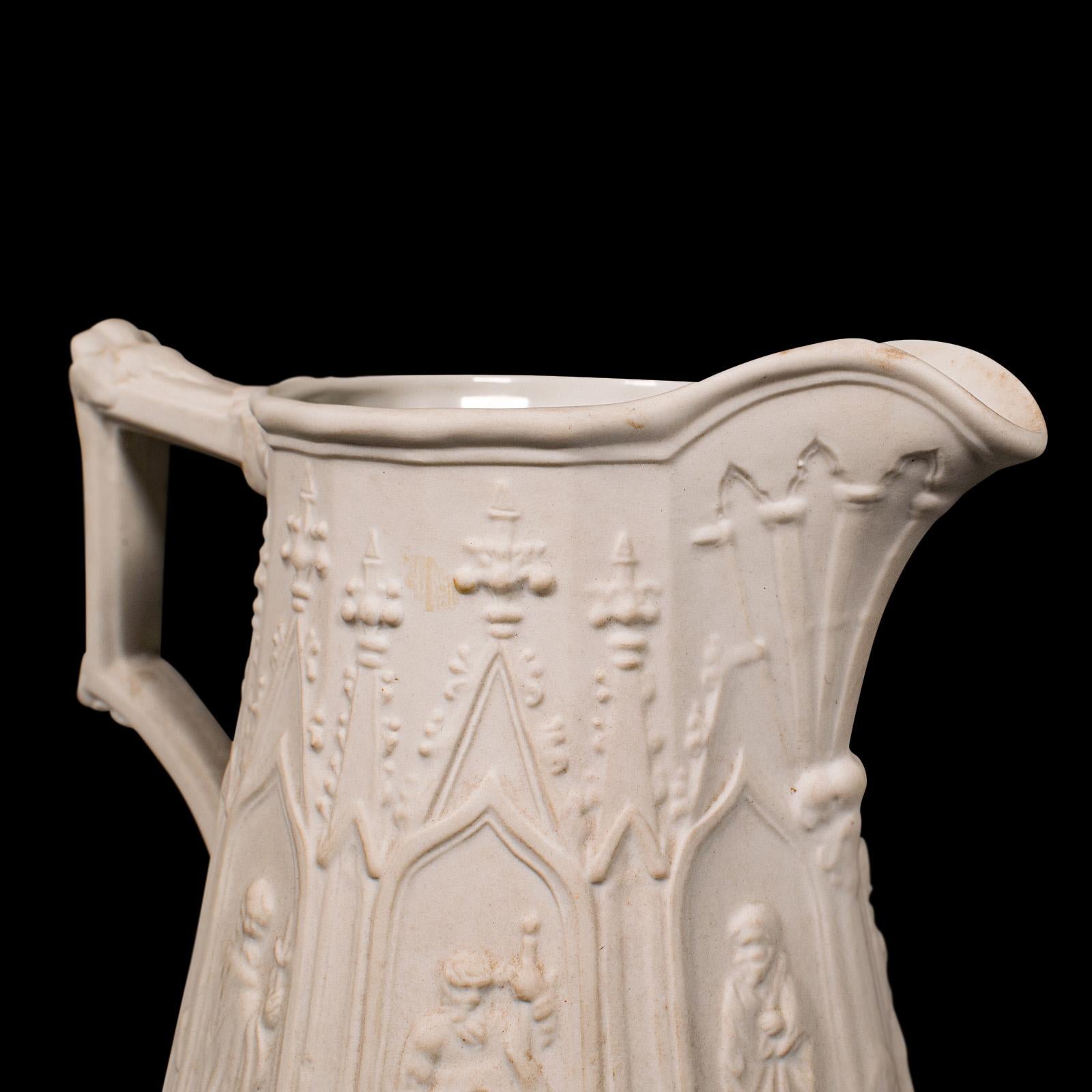 Vintage Pouring Jug, English, Parian Ware Ceramic, Serving Creamer, Decorative For Sale 2