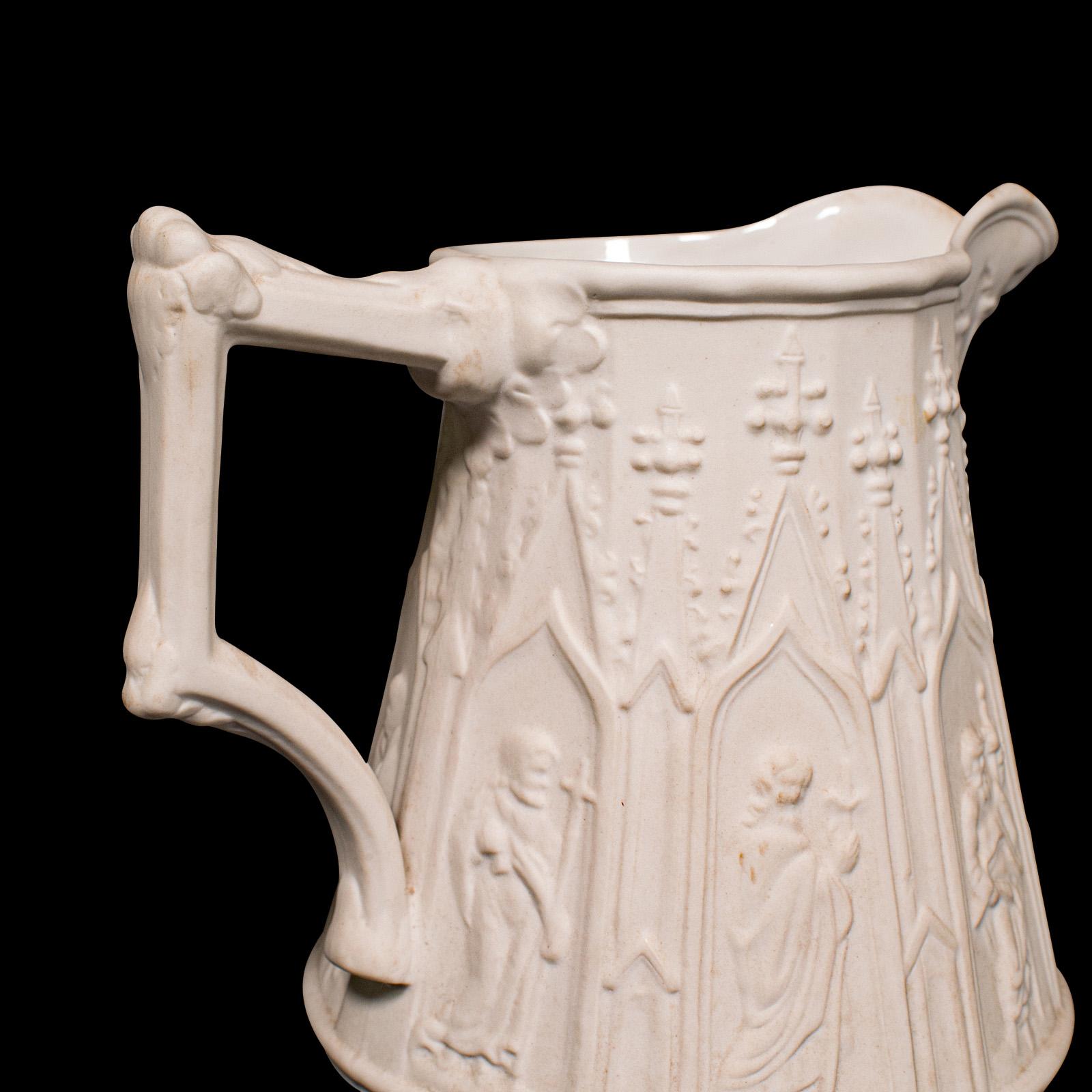 Vintage Pouring Jug, English, Parian Ware Ceramic, Serving Creamer, Decorative For Sale 3