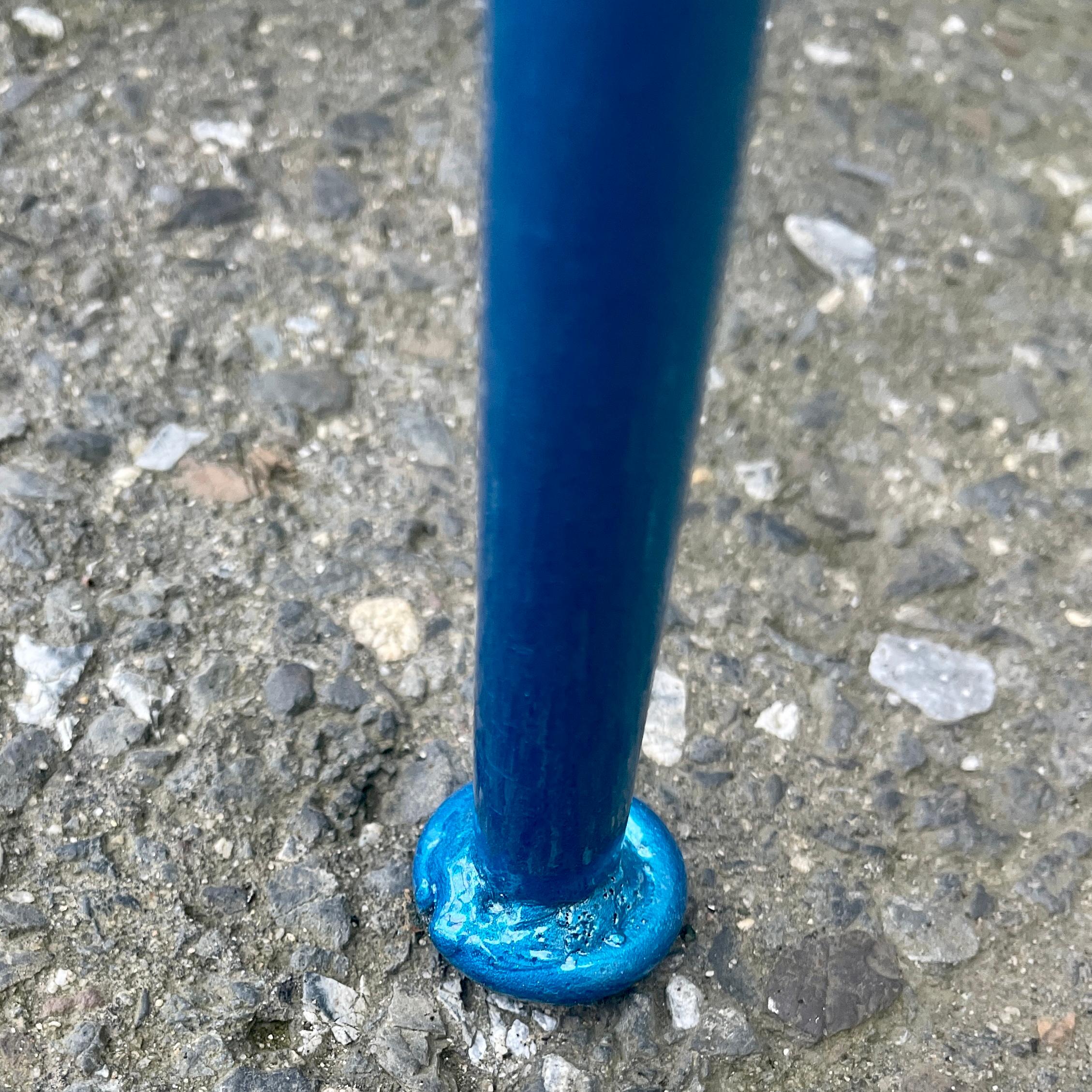 Vintage Bar Stools, Golfer Figure on Back of Stool, Powder Coated Bright Blue For Sale 3