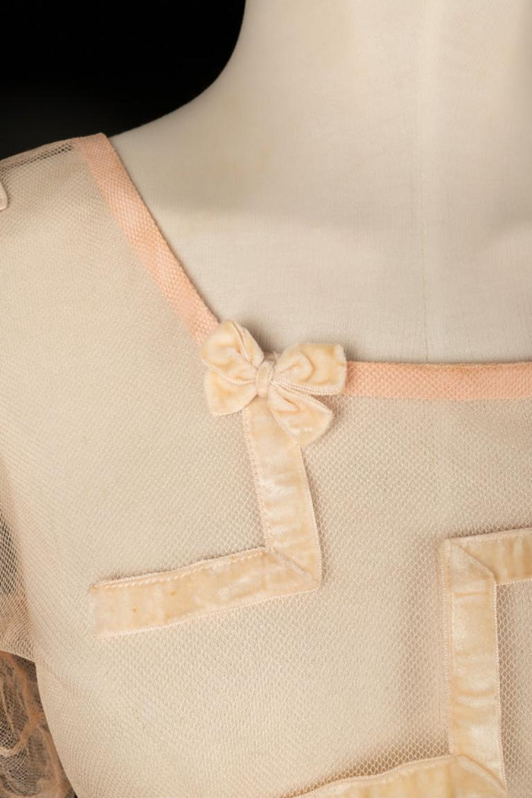 Vestido vintage de tul rosa empolvado, años 30 en Bueno estado para la venta en SAINT-OUEN-SUR-SEINE, FR