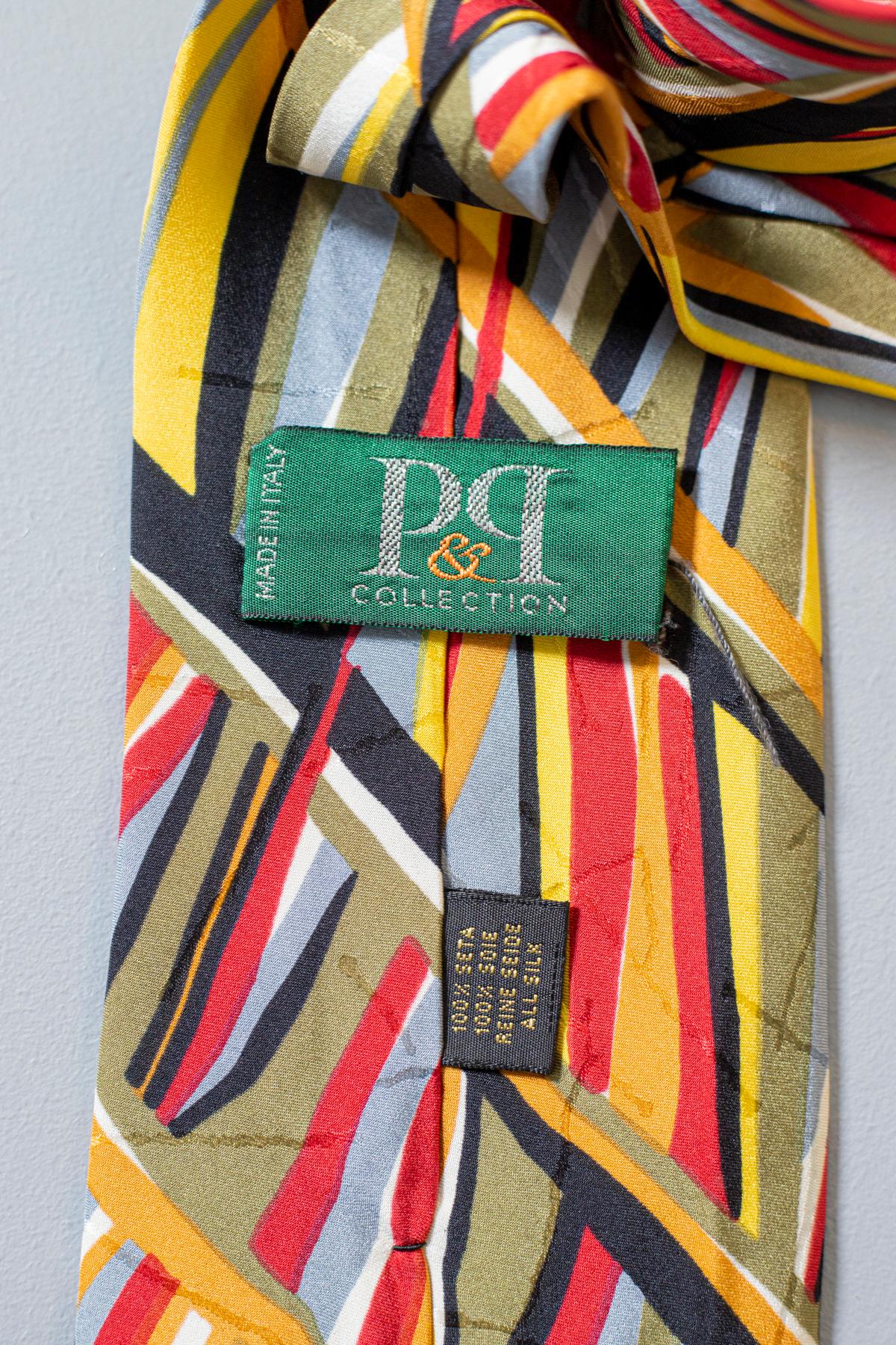 Vintage P&P Collection 100% silk colorful tie  In Good Condition For Sale In Milano, IT