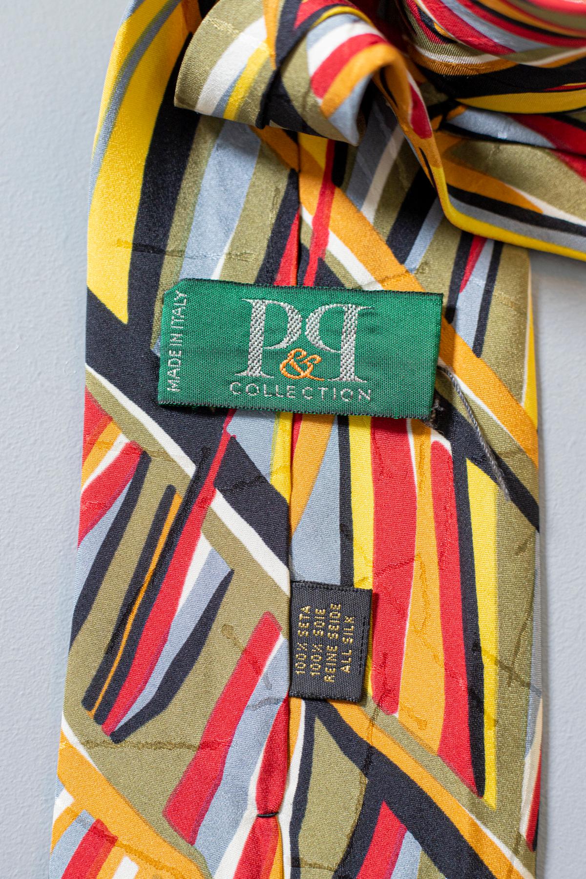 Vintage P&P Kollektion Bunte Krawatte aus 100% Seide im Zustand „Gut“ im Angebot in Milano, IT