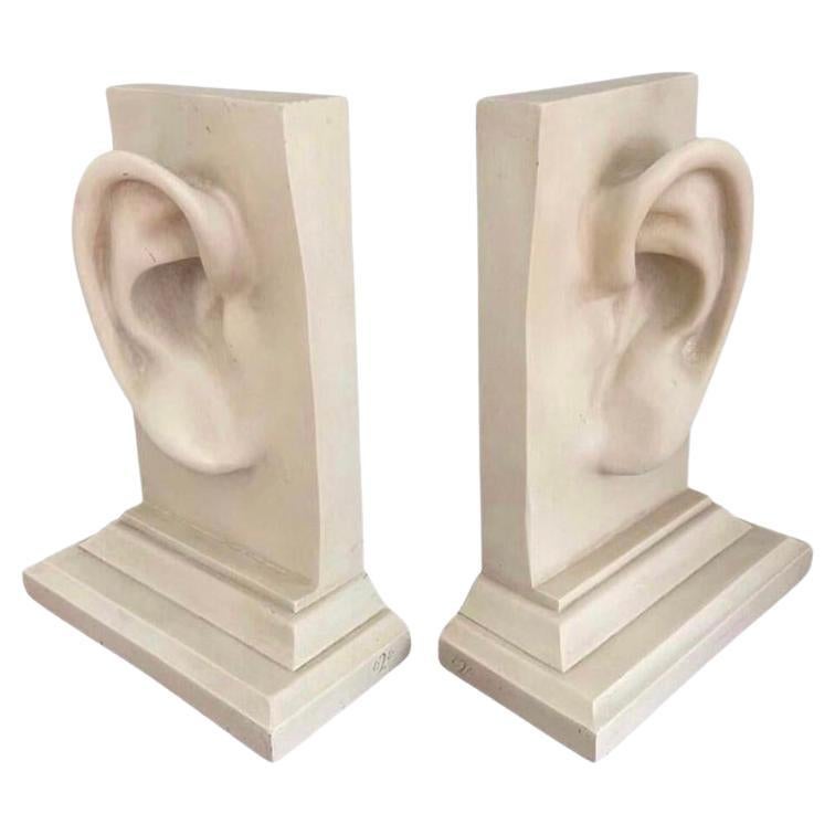 Vintage Pr Pop Art Large Faux Marble Modern  Ear Lobe Heavy Sculptural Bookends