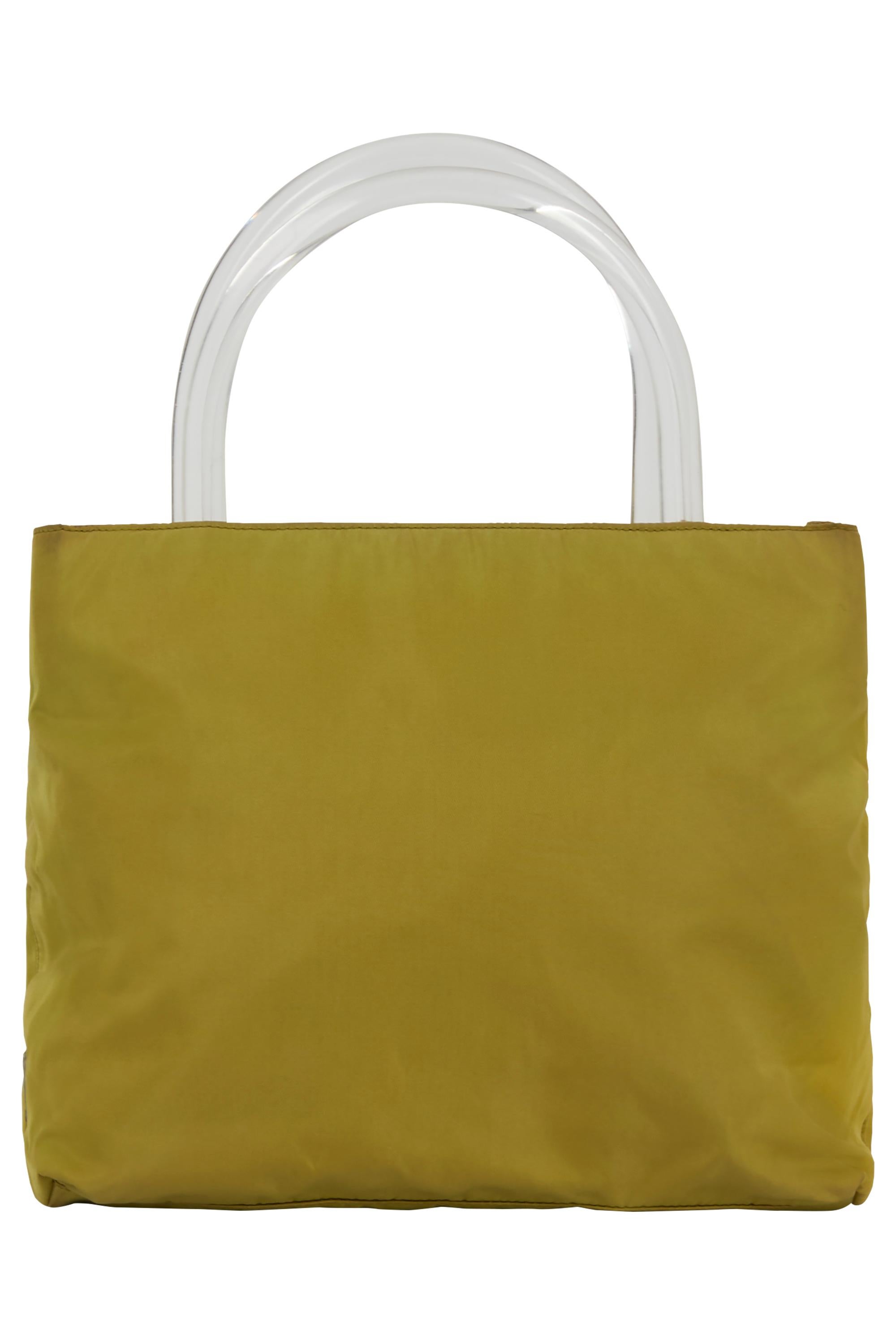 Vintage Prada 1990's Olive Acrylic Handle Bag Bon état - En vente à London, GB