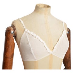 Vintage Prada 1996 - 1997 Weißes elfenbeinfarbenes Seidenrüschen-Bralet - Cami-BH-Oberteil