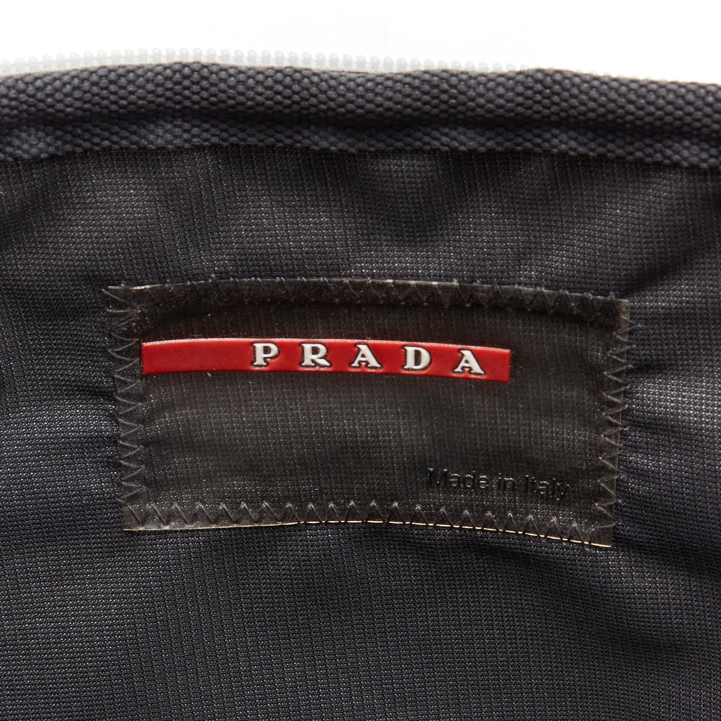 vintage PRADA 1999 Runway black XL Linea Rossa red tag grey nylon belt bag 4