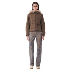 Vintage By 2000's Khaki Grün Jacke mit Kapuze