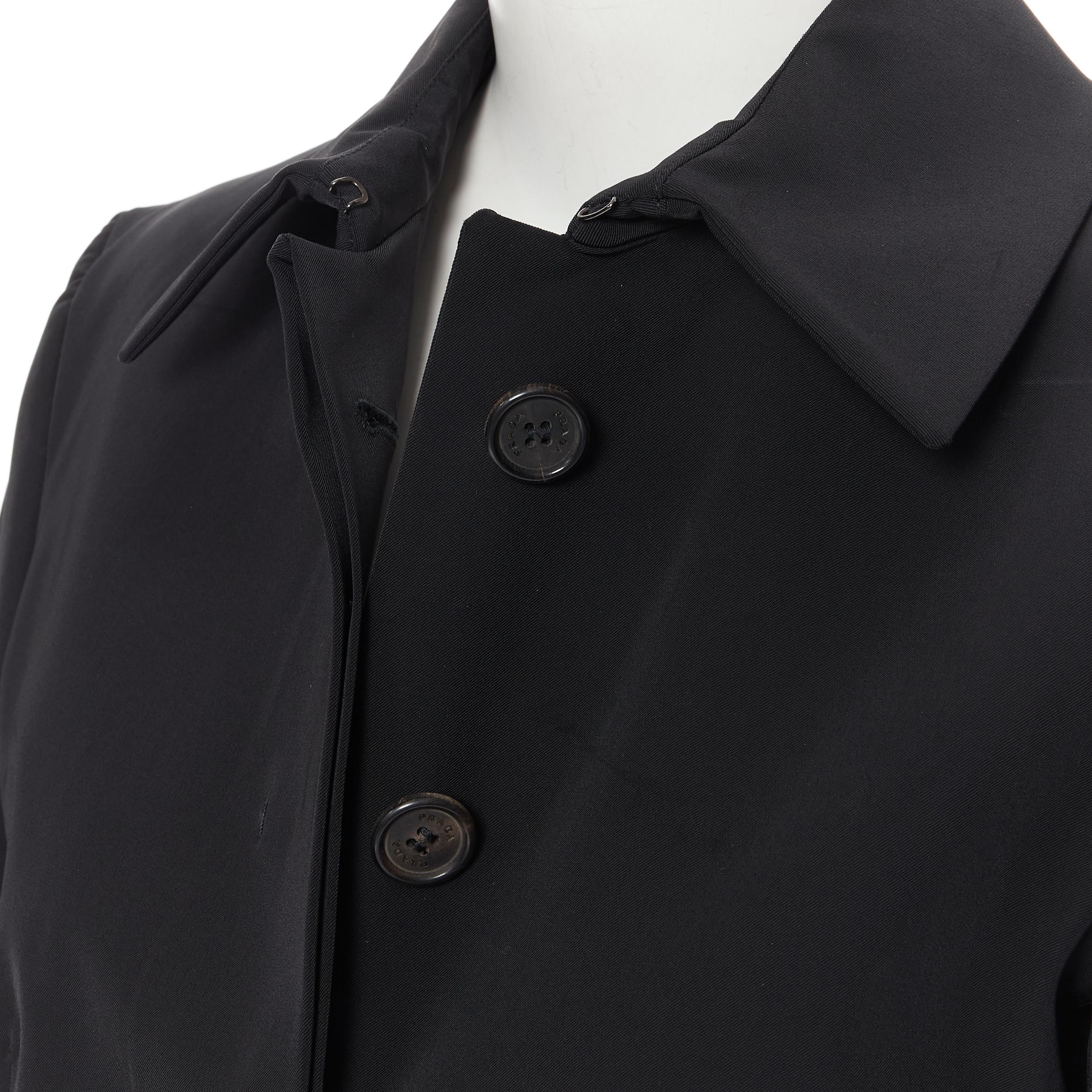 Black vintage PRADA black classic nylon blend minimalist belted utility jacket IT42
