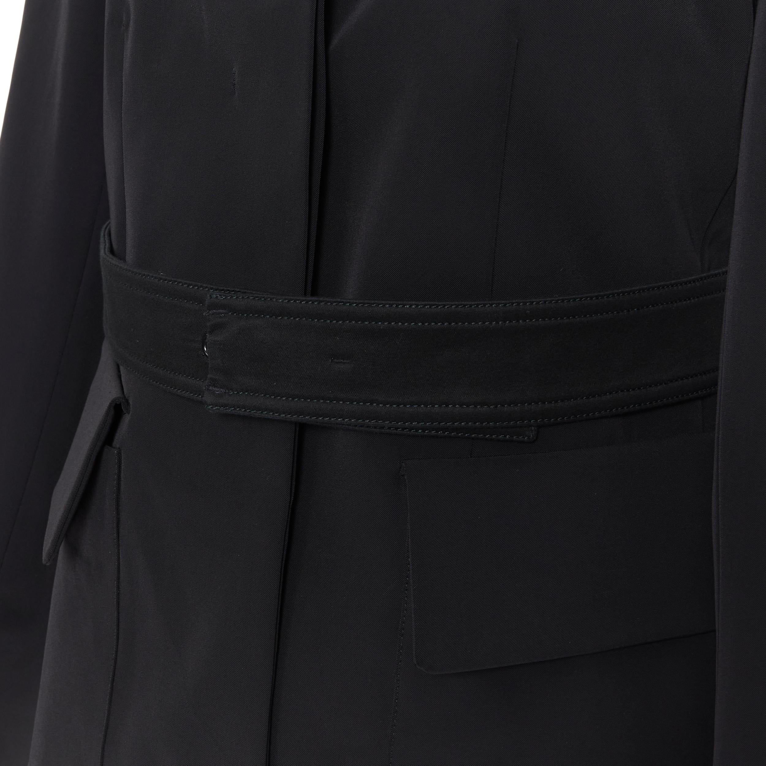 Women's vintage PRADA black classic nylon blend minimalist belted utility jacket IT42