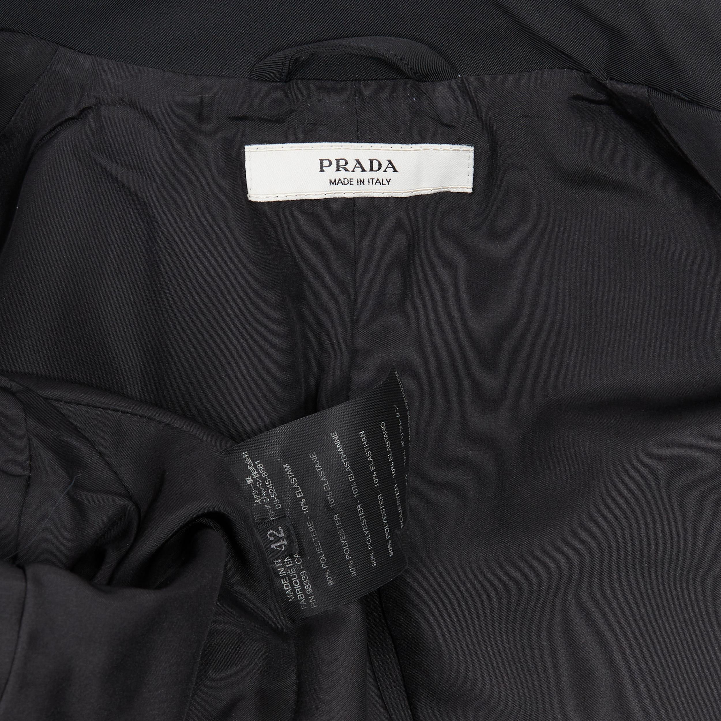 vintage PRADA black classic nylon blend minimalist belted utility jacket IT42 1