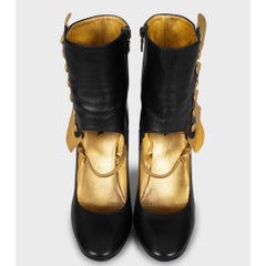 Vintage Prada Black Leather Gold Detail Heels Sz.37.5