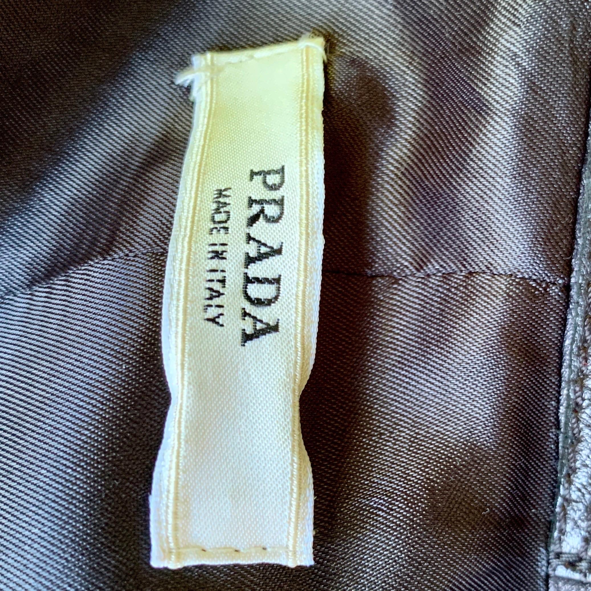Vintage PRADA Black Leather WHITE LABEL Trench Coat Jacket MADE IN ITALY Small For Sale 14