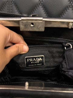 Vintage Prada Black Nylon Frame Shoulder Tote