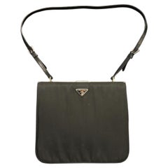 Vintage Prada Black Nylon Frame Shoulder Tote