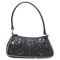 vintage PRADA black nylon leather flower petal 90's underarm shoulder bag