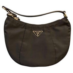 Vintage Prada Black Nylon Mini Half Moon Bag