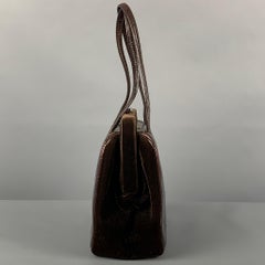 Vintage PRADA Brown Alligator Embossed Leather Velvet Mini Handbag