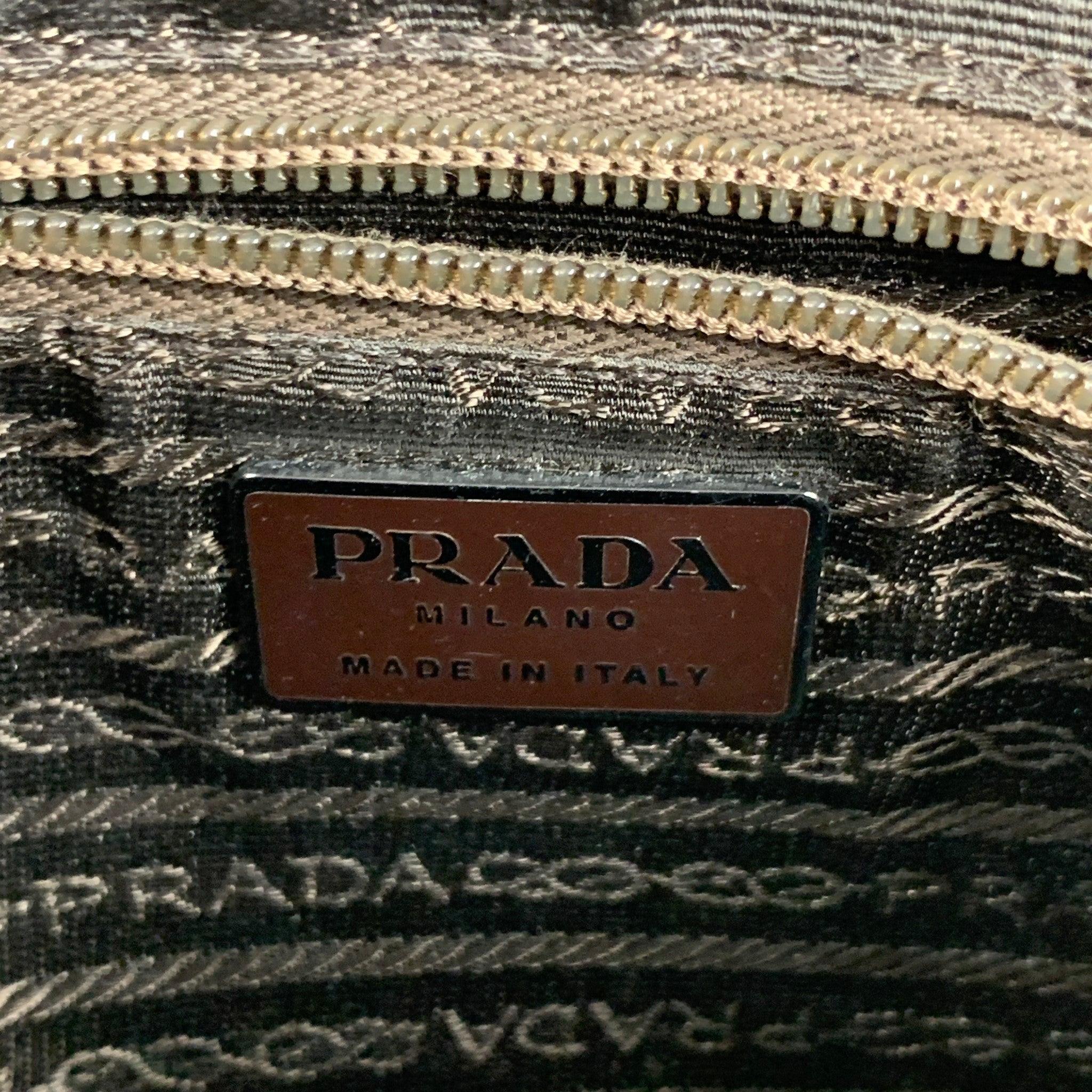 Vintage PRADA Brown Alligator Embossed Leather Velvet Mini Handbag 2