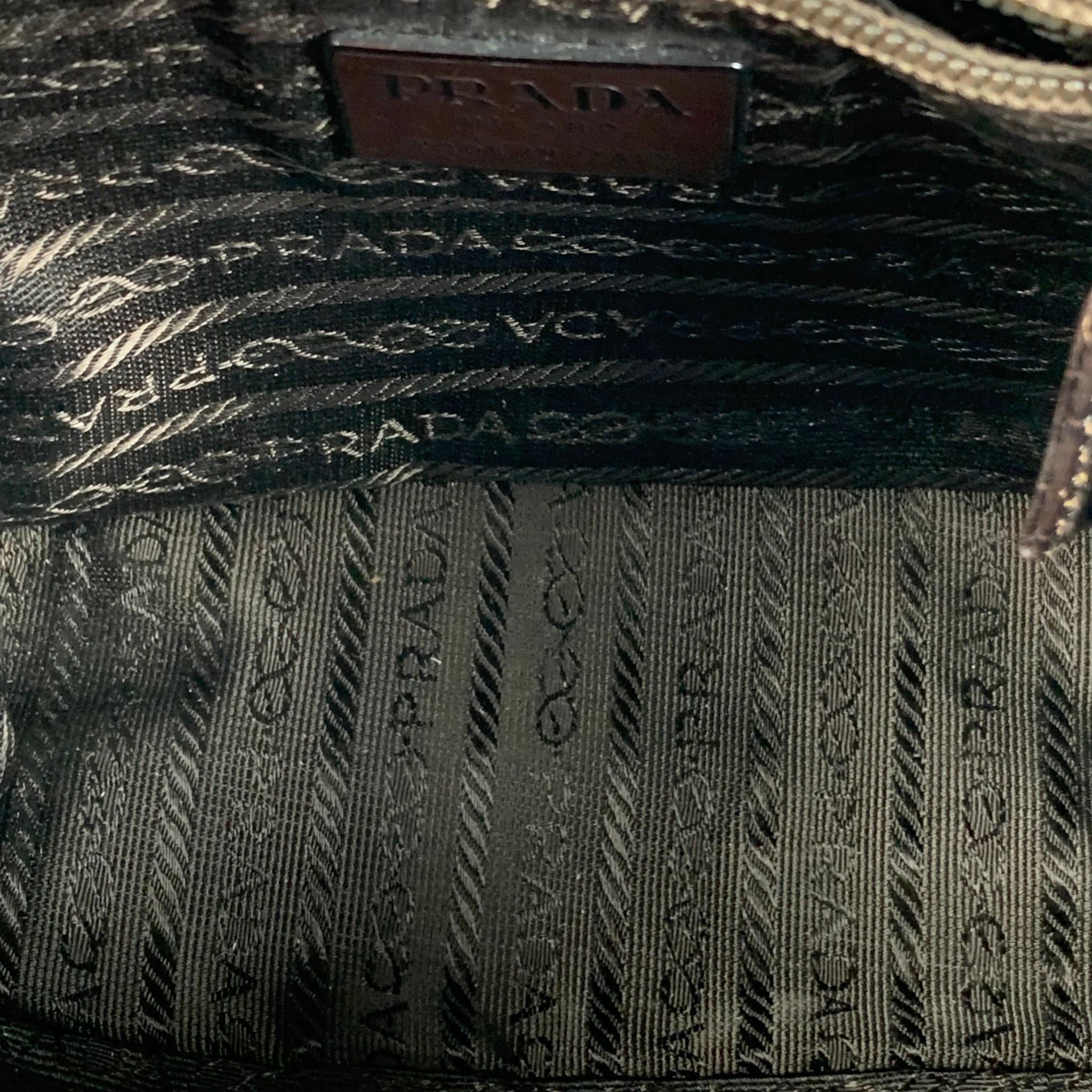 Vintage PRADA Brown Alligator Embossed Leather Velvet Mini Handbag 4