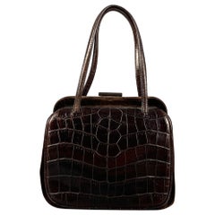 Vintage PRADA Brown Alligator Embossed Leather Velvet Mini Handbag