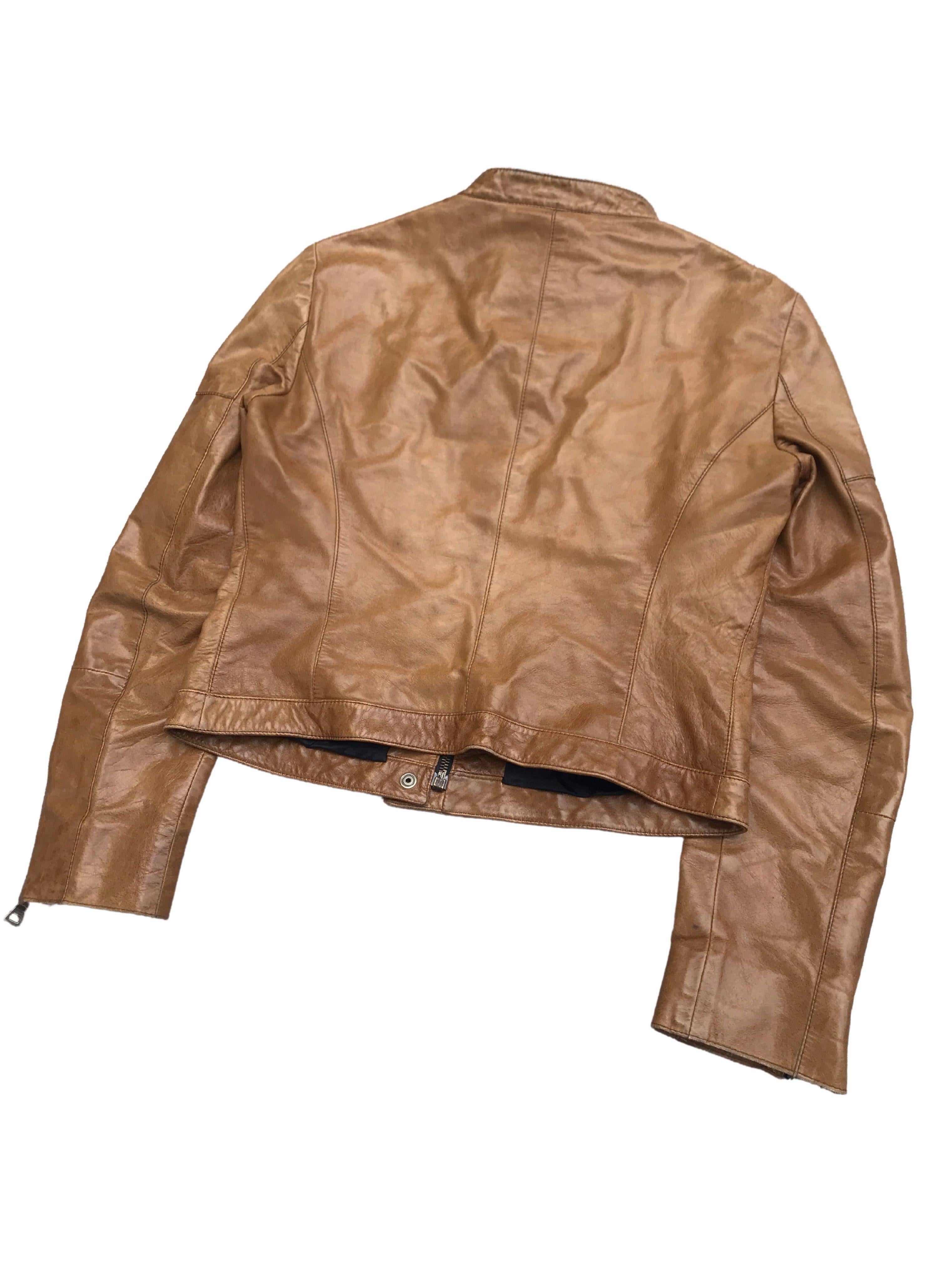 Vintage Prada Brown Cropped Leather Jacket, 1990's