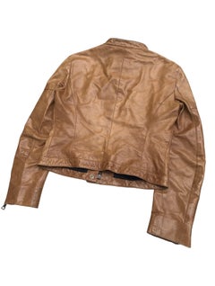 Braune Vintage-Lederjacke von Prada in Kurzform, 1990er Jahre