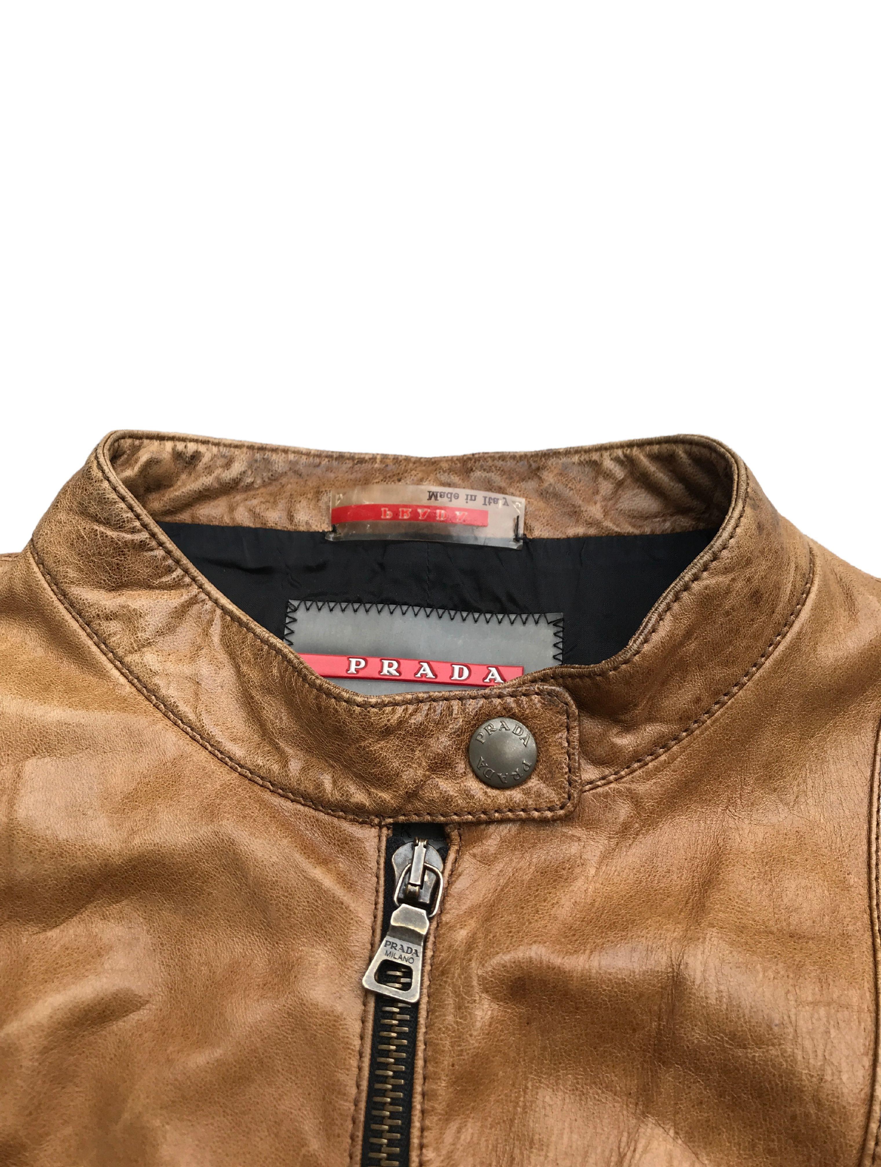 Vintage Prada Brown Cropped Leather Jacket, 1990's