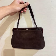 Vintage Prada Chocolate Suede Frame Evening Bag