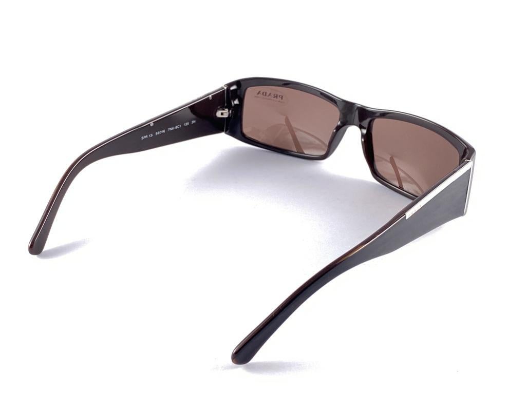 Vintage PRADA Dark Brown SPR 13 Sunglasses 2000'S Y2K 6