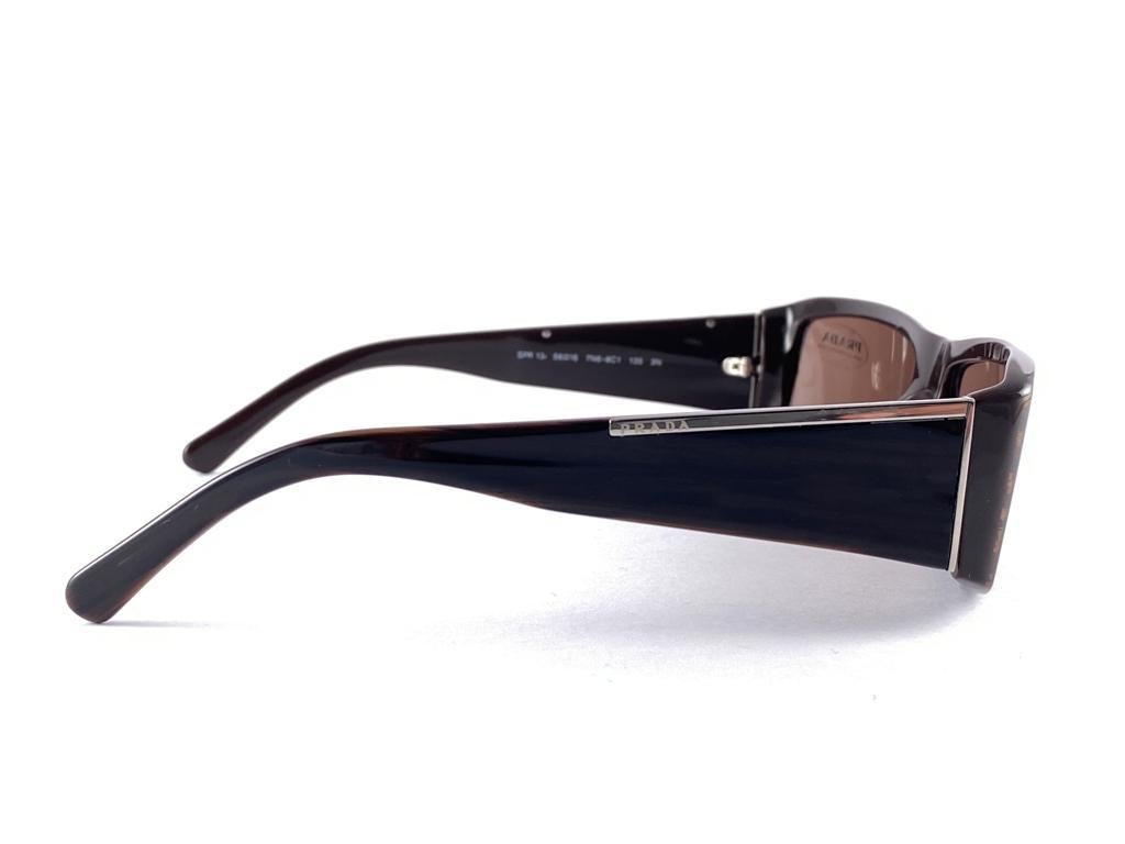 Vintage PRADA Dark Brown SPR 13 Sunglasses 2000'S Y2K 9