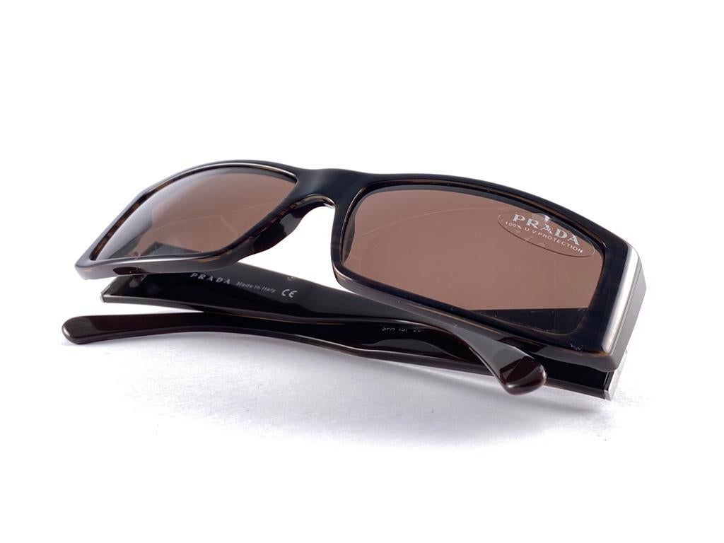 Vintage PRADA Dark Brown SPR 13 Sunglasses 2000'S Y2K 11