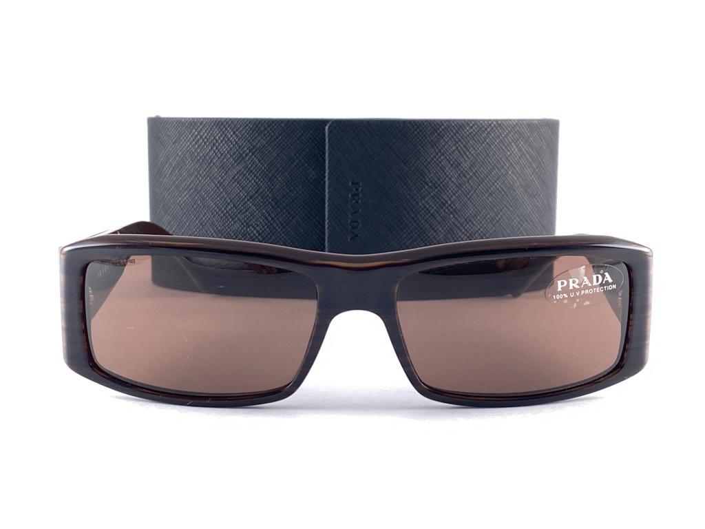 Vintage PRADA Dark Brown SPR 13 Sunglasses 2000'S Y2K 12