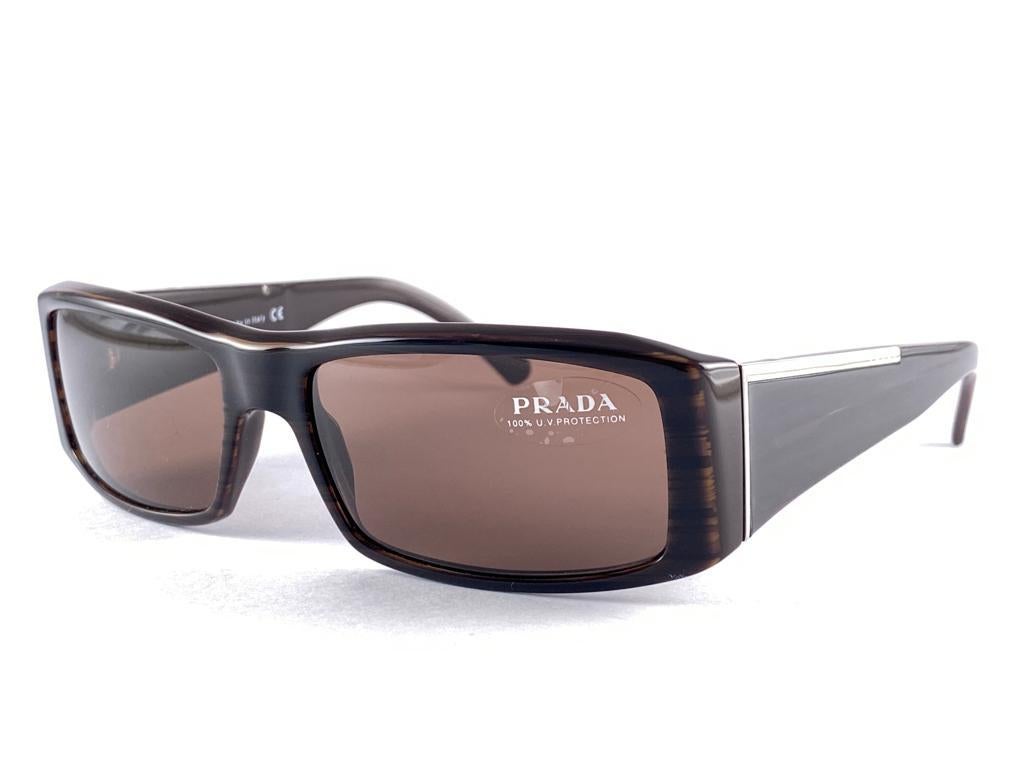Vintage PRADA Dark Brown SPR 13 Sunglasses 2000'S Y2K 1