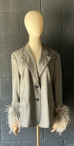 Vintage Prada Fil-A-Fil Feather Cuff Blazer