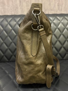 Vintage Prada Glace Calf Leather Olive Shopping Tote