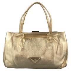 Vintage PRADA Gold Metallic Leather Mini Handbag