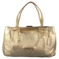PRADA Gold Metallic-Leder-Mini-Handtasche