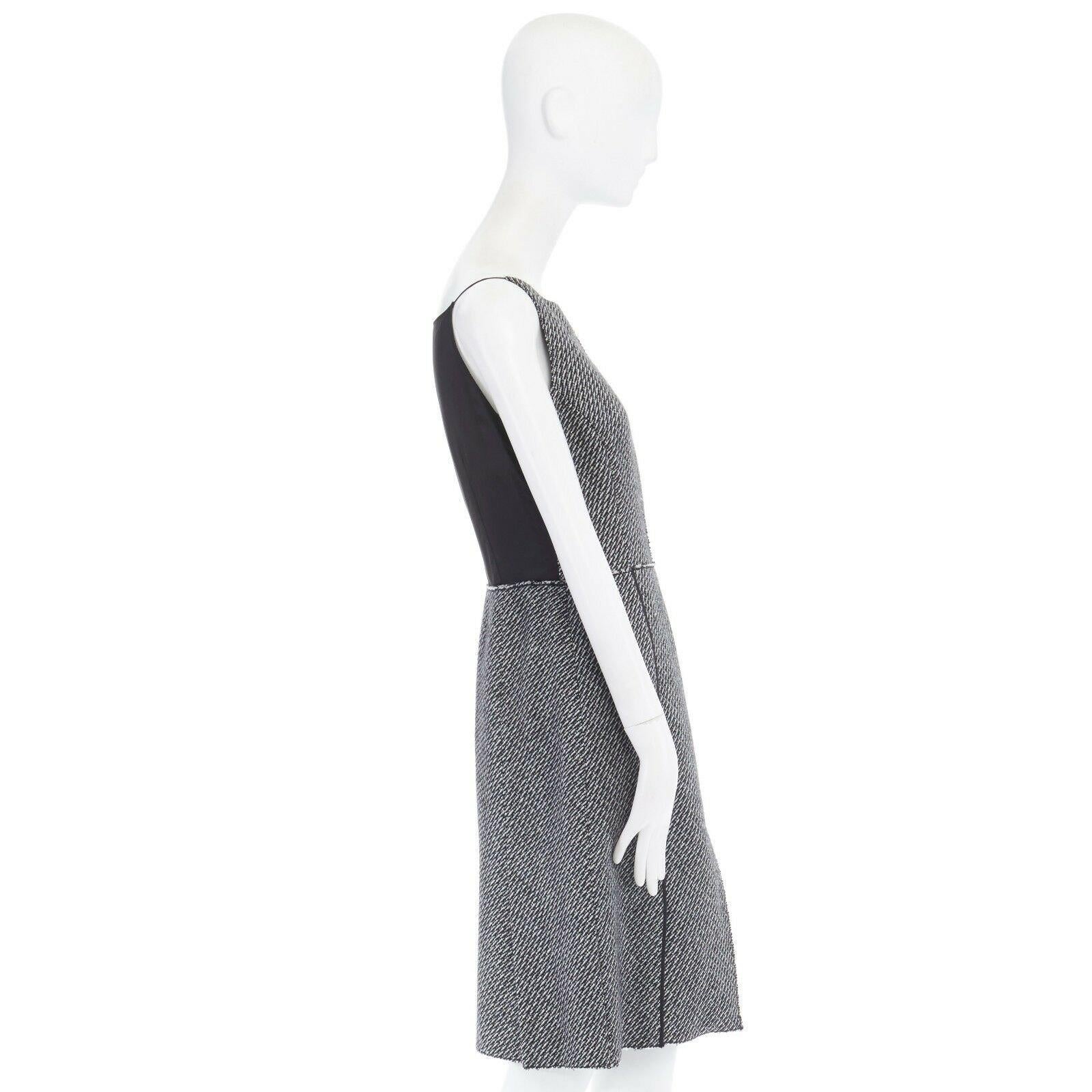 Gray vintage PRADA grey mohair wool tweed raw edge bead embellished dress IT42 M