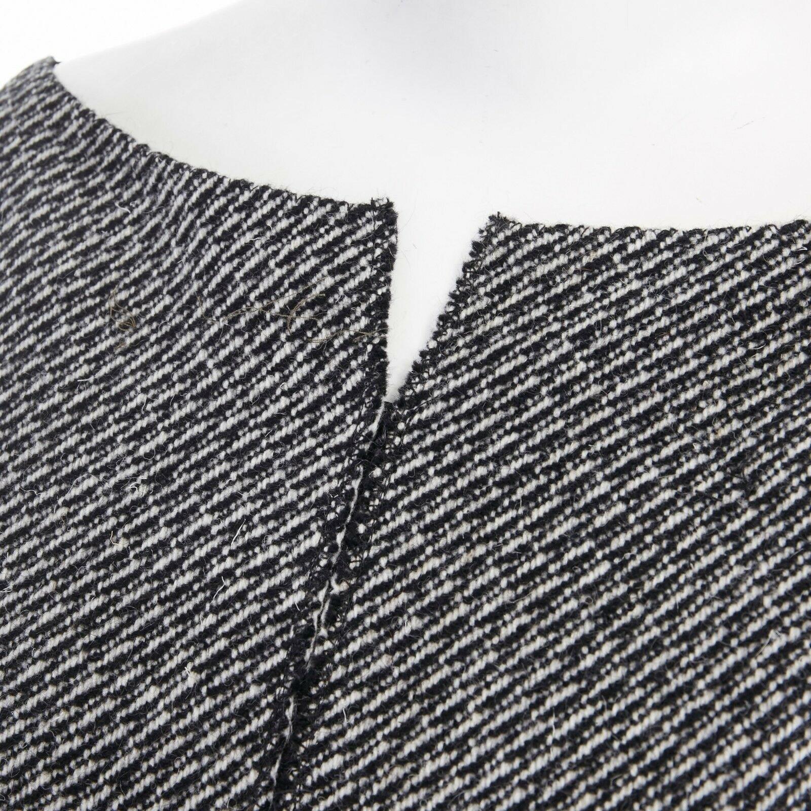 vintage PRADA grey mohair wool tweed raw edge bead embellished dress IT42 M 1