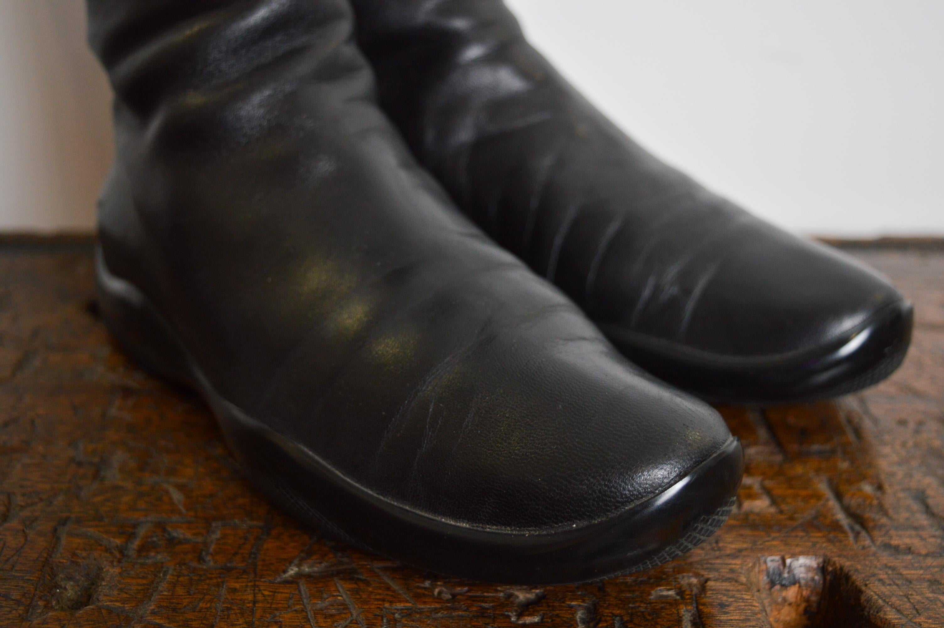 Vintage PRADA Knee High Black Leather 2000s Technical Y2K Vintage PRADA Knee High Black Leather 2000s Technical Y2K
