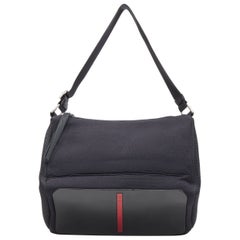 vintage PRADA Linea Rossa black scuba trapeze 90s underarm shoulder bag